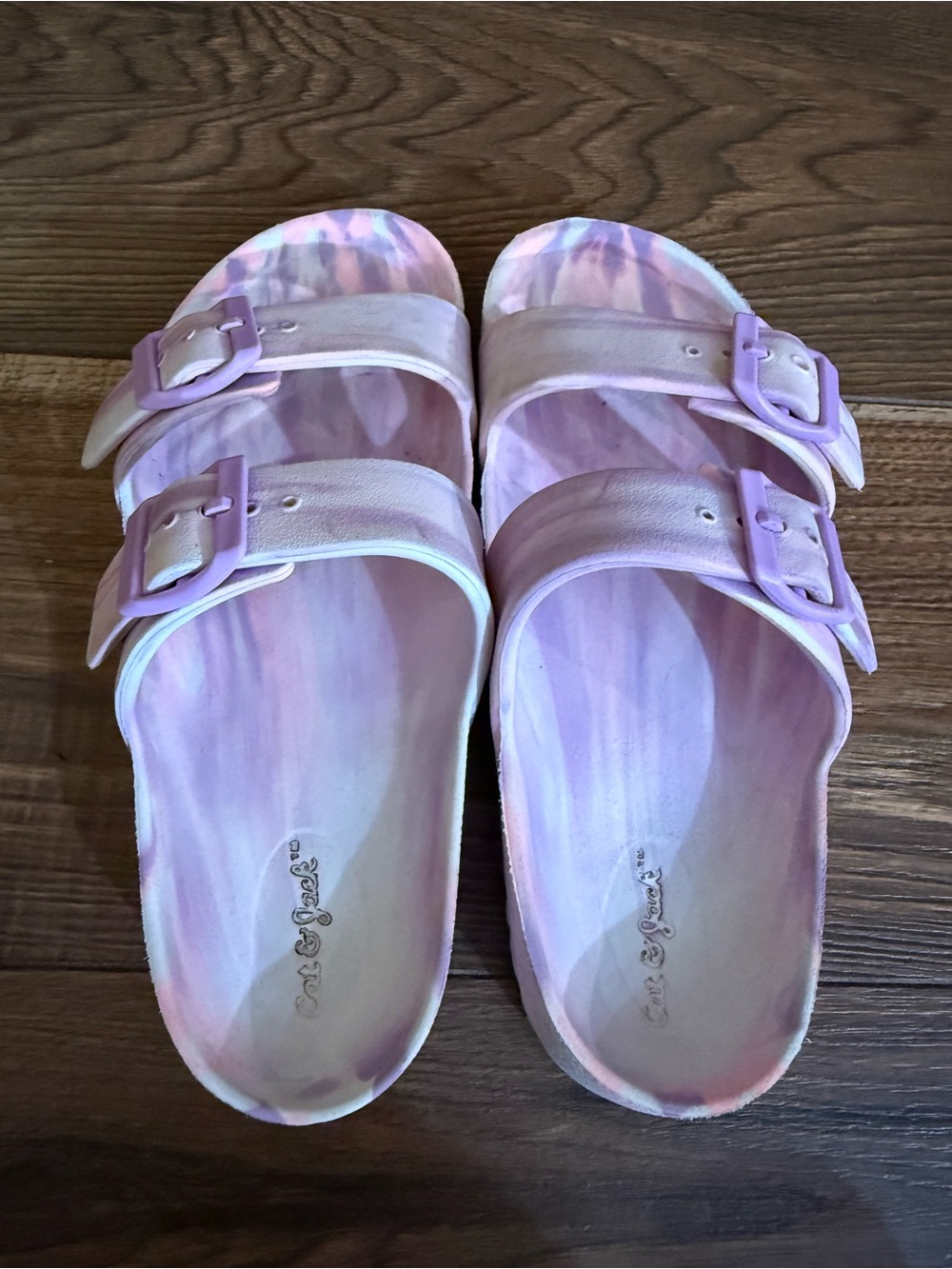 Cat & Jack Pink Tie-Dye Double Buckle Slide Sandals